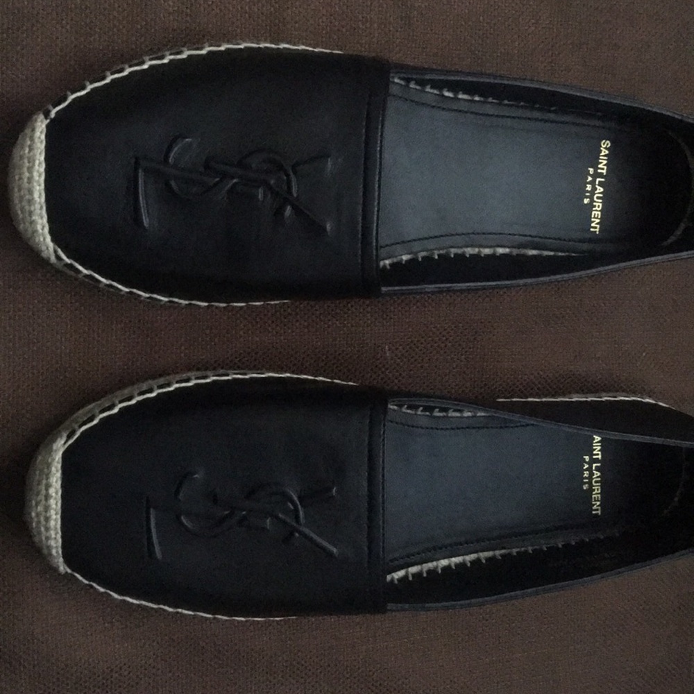 Authentic Saint Laurent Leather Logo Espadrilles